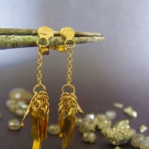 Gold earrings. 24k solid yellow gold earrings.